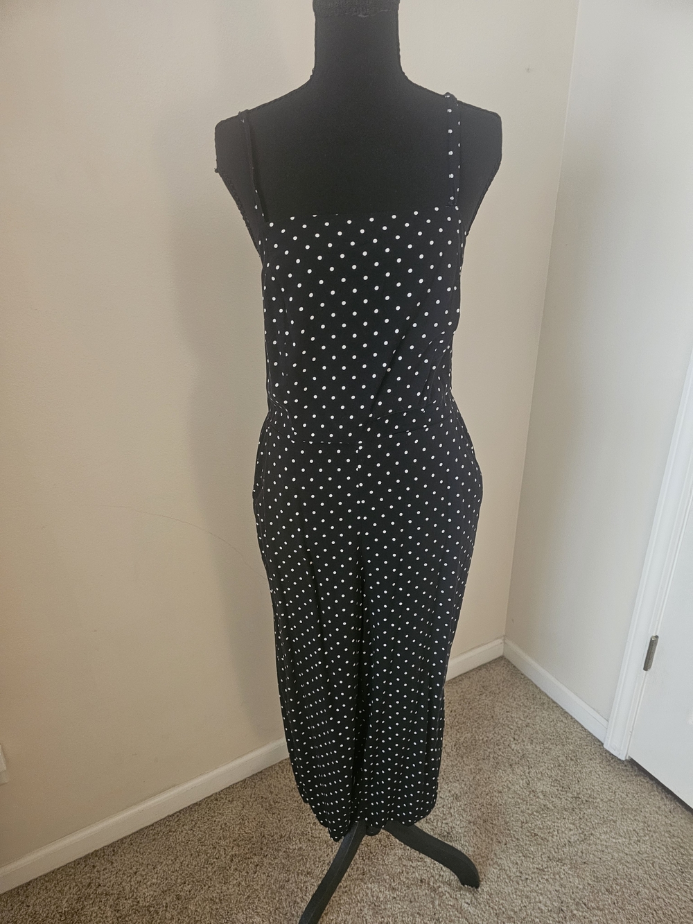 Old Navy Black and White Polka Dot Wide-Leg Jumpsuit